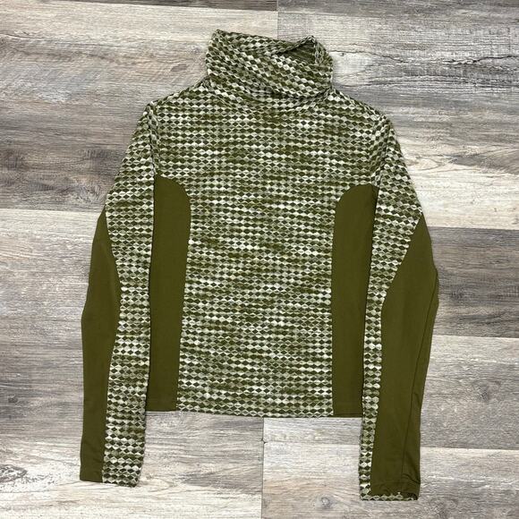 Nike Pro Hyperwarm Green White Womens M Roll Neck Pullover Top Sweatshirt EUC - Picture 1 of 10